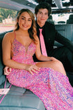 LTP0817,Glitter pink evening dresses sequin cross back prom HZ0307
